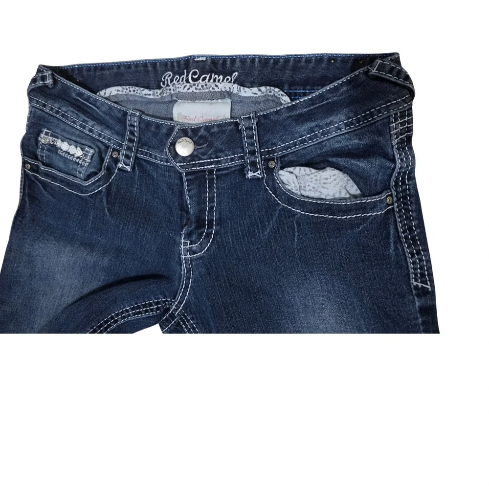 Red Camel Womens Blue Denim Jeans Rhinestone Embellished Pockets Bootcut Size 9‎ - Picture 6 of 12